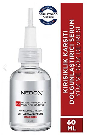 NEDOX Kırışıklık Karşıtı Dolgunlaştırıcı Botoks B3 Kolajen Serum 60 ml Ince Çizgi Sarkmalar