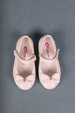 Bilekten Cırtlı Beyaz Bebe Ayakkabı