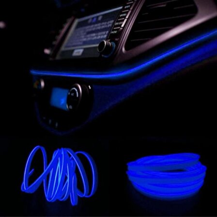 Araç Araba İçi Torpido Ledi Renkli İp Neon Led 2 Metre Mavi