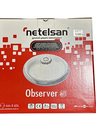 Netelsan Observer 360 Derece Sensörlü Tavan Armatürü + 2 Adet Osram 13W Beyaz Hediye