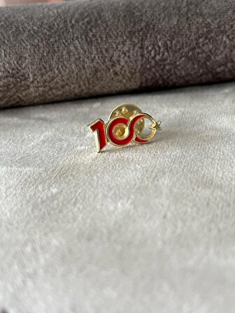 14 Ayar Altın Kaplama Cumhuriyetin 100. Yılına Özel Tasarlanmış Kırmızı Broş