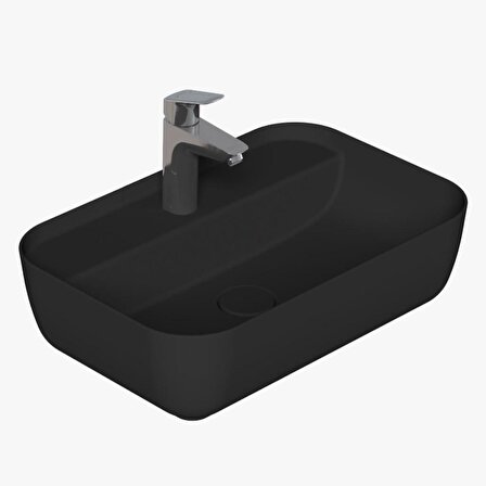 Nexus Lavabo Set Tezgah Üstü Siyah Mat  40*60 cm İnce Yanak