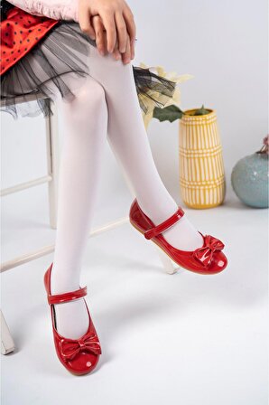 Fiyonklu Kırmızı Kız Çocuk Ayakkabı