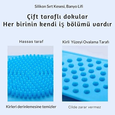 Banyo Sırt Kesesi Çift Taraf Kullanımlı Silikon Duş Lifi Fırçası, Sırt Temizlik Palası,Yeşil