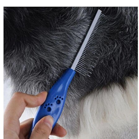 Tüy Açıcı Kedi Köpek Tarağı Tek Taraflı Metal Tarak, Mavi, 3 cm Diş Uzunluğu