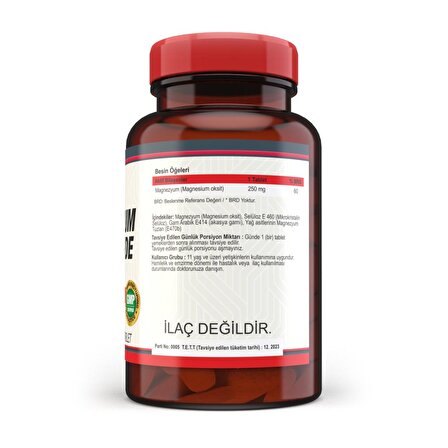 Magnesium Oxide Magnezyum 250 Mg 120 Tablet X 2 KUTU