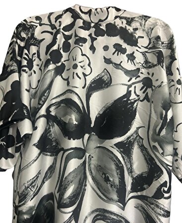 %100 El Yapımı - Özel Tasarım Mevsimlik Saten Oversize Kimono Ceket - Karagül