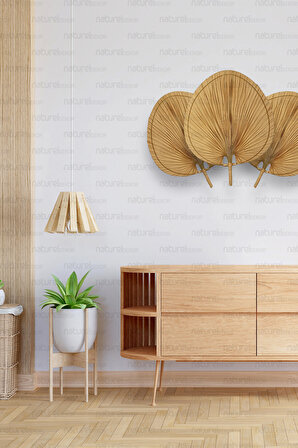 Bohem Palmiye Yaprağı, Japon Yelpazesi 55x70 cm, Duvar Dekorasyon, Duvar Süsü, İskandinav, Modern, Rattan