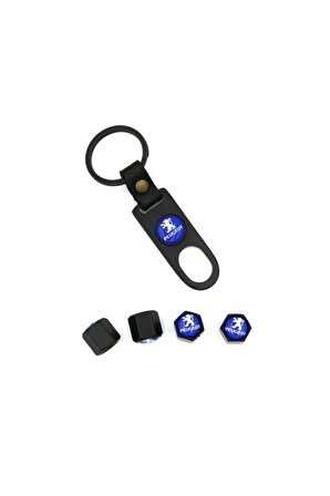 Peugeot Anahtarlıklı Sibop Kapağı - Peugeot Siyah Anahtarlıklı Sibop Kapağı - Anahtarlıklı Sibop Set