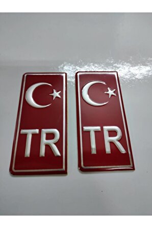 Tr Plaka Kabartma Sticker 2'li - Türkiye Plaka Pleksi Kabartma Sticker (2 Adet)