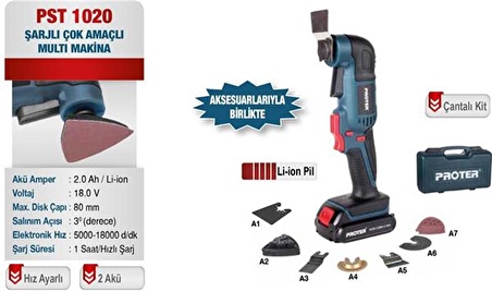 PROTER PST 1020 ŞARJLI ÇOK AMAÇLI MULTİ MAKİNA