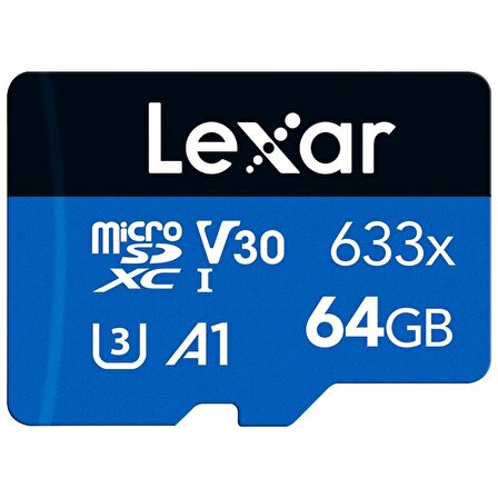 64GB LEXAR 633X MICROSDXC HIGH-PERFORMANCE C10 A1 V30 U3 HAFIZA KARTI 