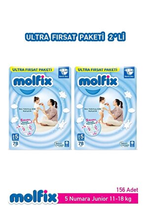 MOLFIX Bebek Bezi Ultra Fırsat Paketi Junior 5 Numara 2*78 156 adet
