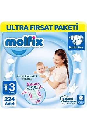 MOLFIX Bebek Bezi Ultra Fırsat Paketi Midi 3 No 112 Li X 2 Adet