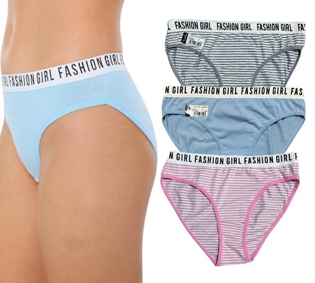 Tutku Kadın Hera Bikini Slip Külot Pembe Mavi Gri 3'lü Paket
