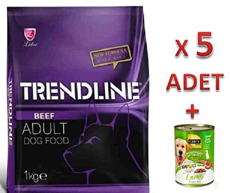 Trendline Biftekli Yetişkin Köpek Maması 1 Kg 5 Adet + Konserve Hediyeli