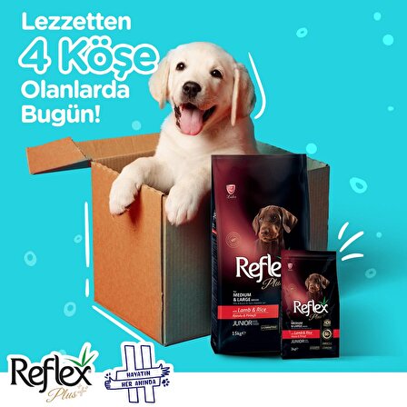 Reflex Reflex Kuzulu Pirinçli Yavru Köpek Maması 3 Kg x 2 Adet + Köpek Konservesi Hediyeli