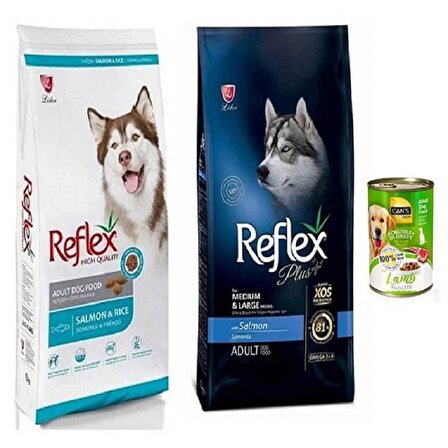 Reflex Plus Orta ve Büyük Irk Yetişkin Köpekler için Somonlu Köpek Maması 3 Kg x 2 Adet + Konserve Hediyeli