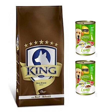 King Adult Biftekli Yetişkin Köpek Maması 15 Kg + Konserve Hediyeli