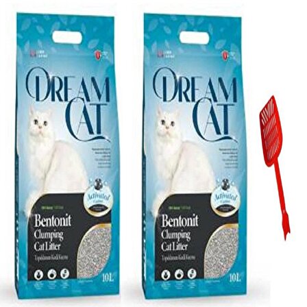 Dream Cat Aktif Karbonlu Topaklanan Kedi Kumu 10 Lt X 2 Adet + Kum Küreği Hediyeli