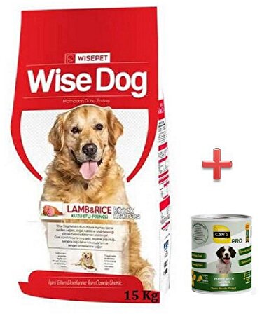 Wise Dog Kuzu Etli & Pirinçli Yetişkin Köpek Maması 15Kg + Konseve Hediyeli