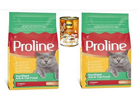Proline Kısırlaştırılmış Kediler Için Tavuklu Kedi Maması 1,2 Kg X 2 Adet + Konserve Hediyeli