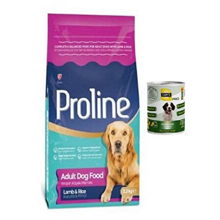 Proline Dog Yetişkin Köpekler için Tam ve Dengeli Kuzu Etli & Pirinçli Köpek Maması 2.2 Kg +Konserve