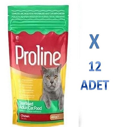 Proline Kısırlaştırılmış Kediler için Tavuklu Kedi Maması 400 gr x 12 Adet
