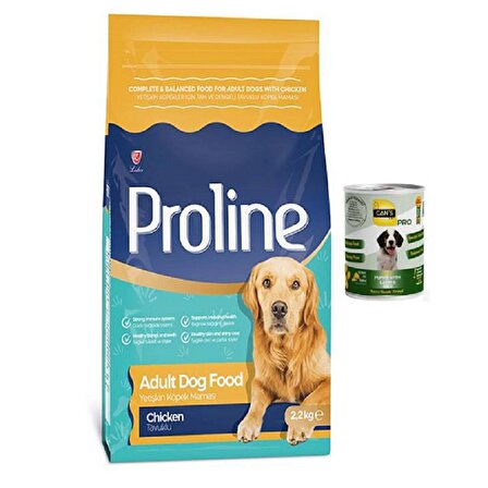 Pro Line Proline Dog Yetişkin Köpekler için Tam ve Dengeli Tavuklu Köpek Maması 2,2 Kg + Konserve