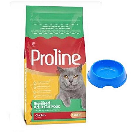 Proline Kısırlaştırılmış Kediler Için Tavuklu Kedi Maması 1,2 Kg + Küçük Mama Kabı