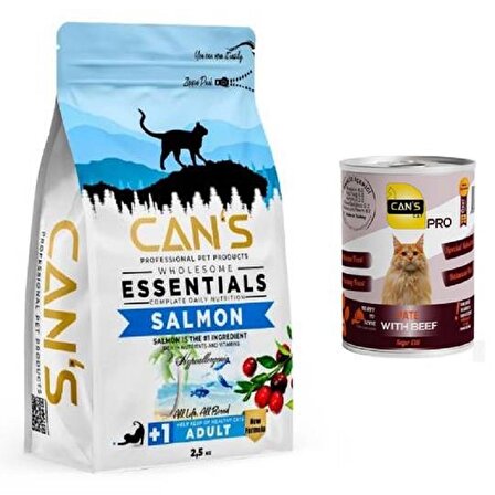 Cans Cat Adult Yetişkin Kedi Maması 2,5 Kg Somon Balıklı + Konserve