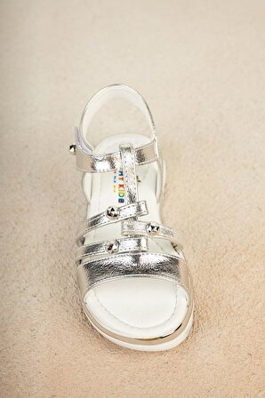 Ortapedik Ped Taşlı Gümüş Sandalet