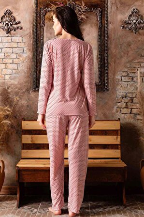 Lukitus Bambu Puantiyeli Kadın Pijama Takımı