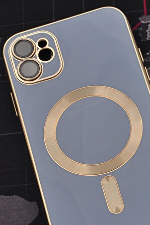 iPhone 11 Uyumlu MagSafe Özellikli Mavi Renkli Lens Korumalı Kılıf 