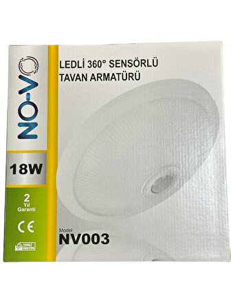 Novo 18W Ledli (Beyaz Işık) 360 Derece Sensörlü Tavan Armatürü NV003 (10 Adet)