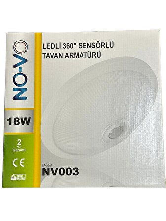 Novo 18W Ledli (Beyaz Işık) 360 Derece Sensörlü Tavan Armatürü NV003 (8 Adet)