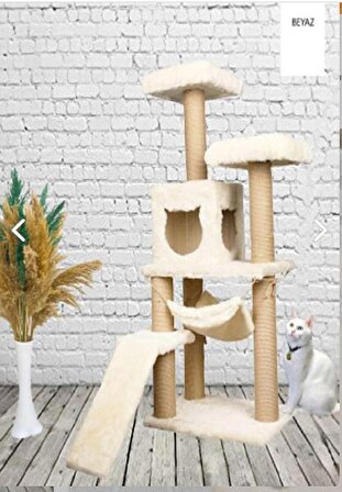 Nursoft Çok Katlı Tırmalama Tahtalı Kedi Evi Beyaz 
