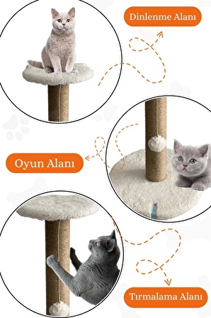 Stepli Kedi Tırmalama Tahtası Beyaz