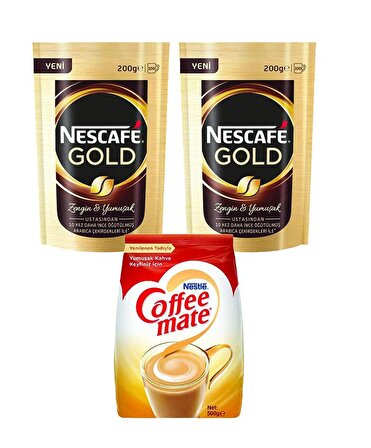 Nescafe Gold 200 gr 2'li Hazır Kahve + Nestle Coffee Mate 500 gr Süt Tozu