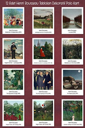 Henri Rousseau Tabloları 12 Adet Dekoratif Polo Kart - Sanatsal Poster Kartları