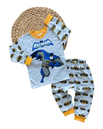 Super Mini Neşeli Bebeklerimiz Batman Mavi Desen Pijama Takımı