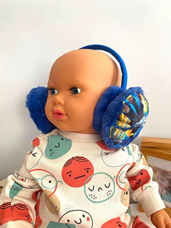 Neşeli Bebekler Batman Baskılı 2-8 Yaş Arası Isıtıcı Boy Ayarlanabilir Kulaklık Mavi