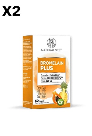 Natural NestNatural NestNatural NestBromelain Plus 500 mg 60 kapsül 2'Lİ SET