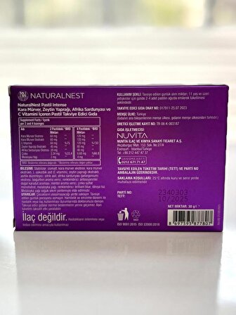 Naturalnest 12 Pastil İntense 2'Lİ SET - Karamürver/ C vitamini/ Zeytin Yaprağı/ Çinko