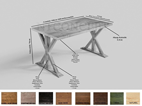 Ntconcept Wain Doğal Ahşap Yemek Masası