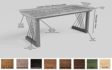 Ntconcept Laive Çalışma Masası Ahşap - Masif 75 x 120 cm Açık Ceviz - Siyah 