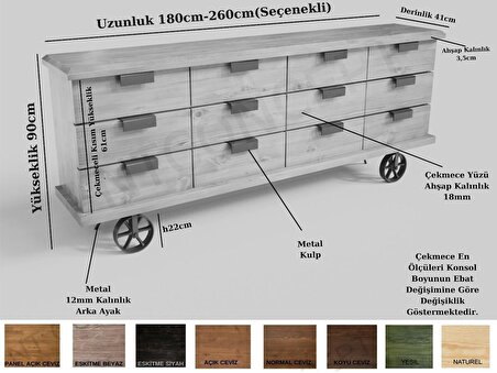 Ntconcept Ahe Masif Ağaç Çekmeceli Konsol