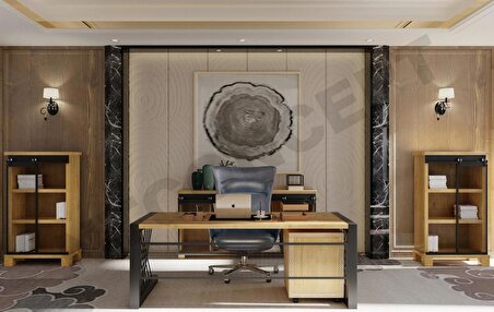 Ntconcept Nita Ofis Masası Ahşap 85 x 140 cm Açık Ceviz - Siyah 