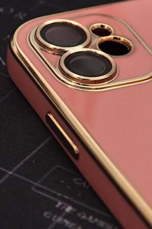 iPhone 11 Uyumlu MagSafe Özellikli Lens Korumalı Lazerli Renkli Kılıf Pudra Pembe