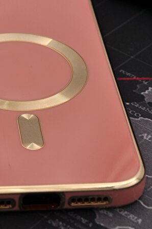 iPhone 11 Uyumlu MagSafe Özellikli Lens Korumalı Lazerli Renkli Kılıf Pudra Pembe